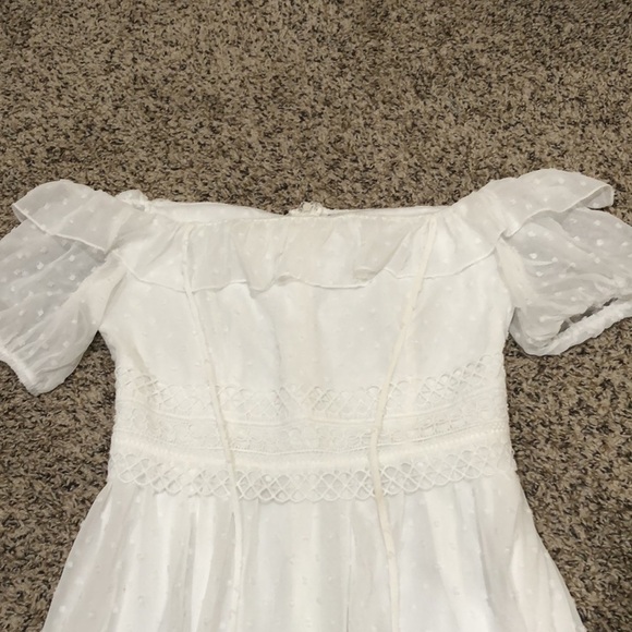 Francesca’s Collection Mini OTS Dress Size XS White Swiss Polka Dot Ruffle - Picture 3 of 7